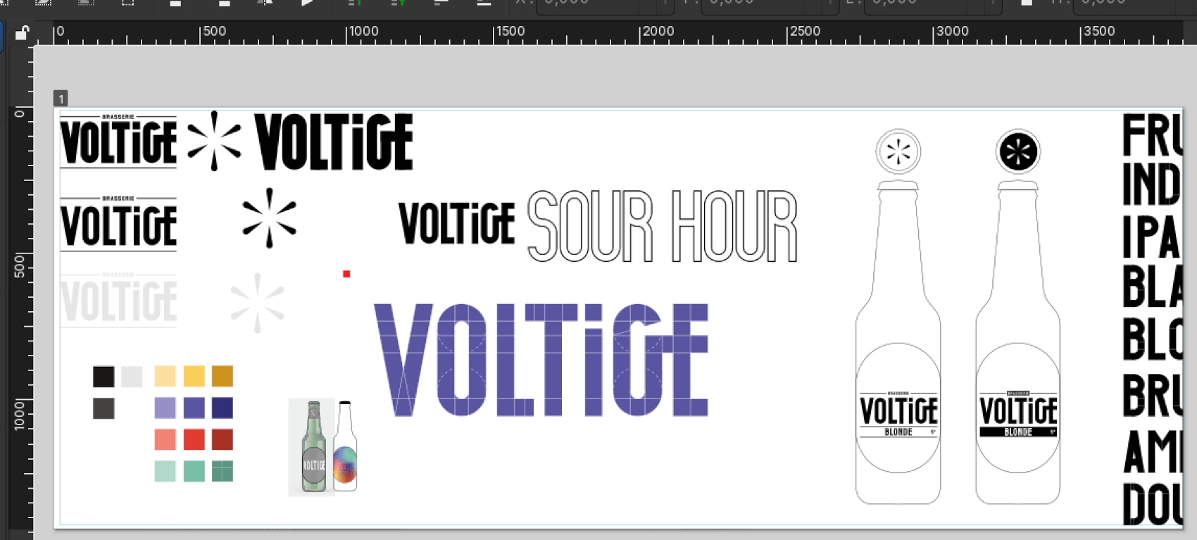 Ébauches graphiques réalisées pour Voltige